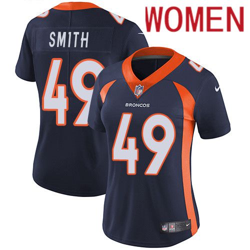 Women Denver Broncos #49 Dennis Smith Navy Blue Nike Vapor Limited NFL Jersey->women nfl jersey->Women Jersey